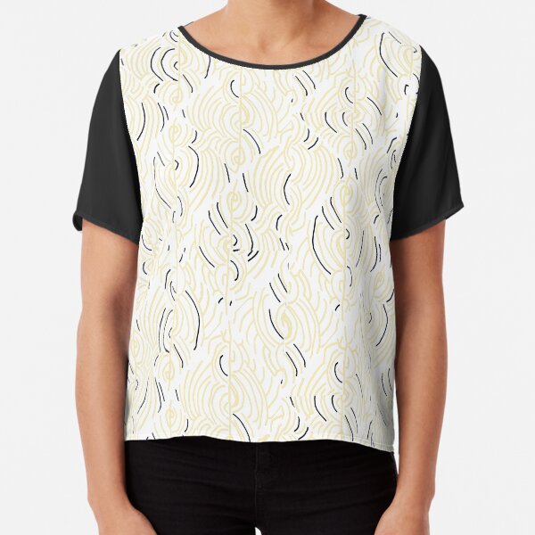 Lines and curves – black, white, cream pattern Chiffon Top