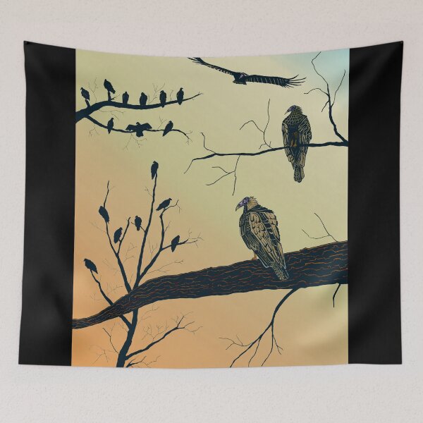 Item preview, Turkey Vultures in Trees - Black Ink with Watercolor Markers designed and sold by SfidaDesigns.