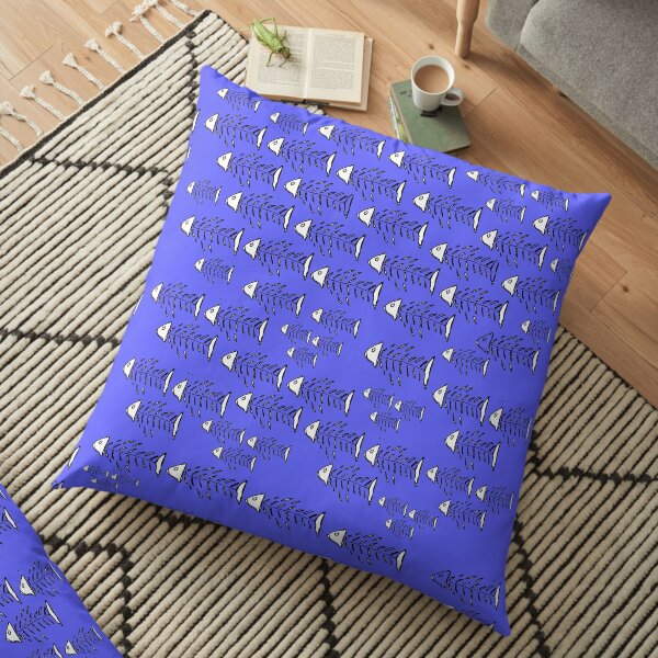 School of Skeleton Fish Floor Pillow