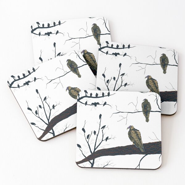 Item preview, Turkey Vultures in Trees - Black Ink on White Background designed and sold by SfidaDesigns.