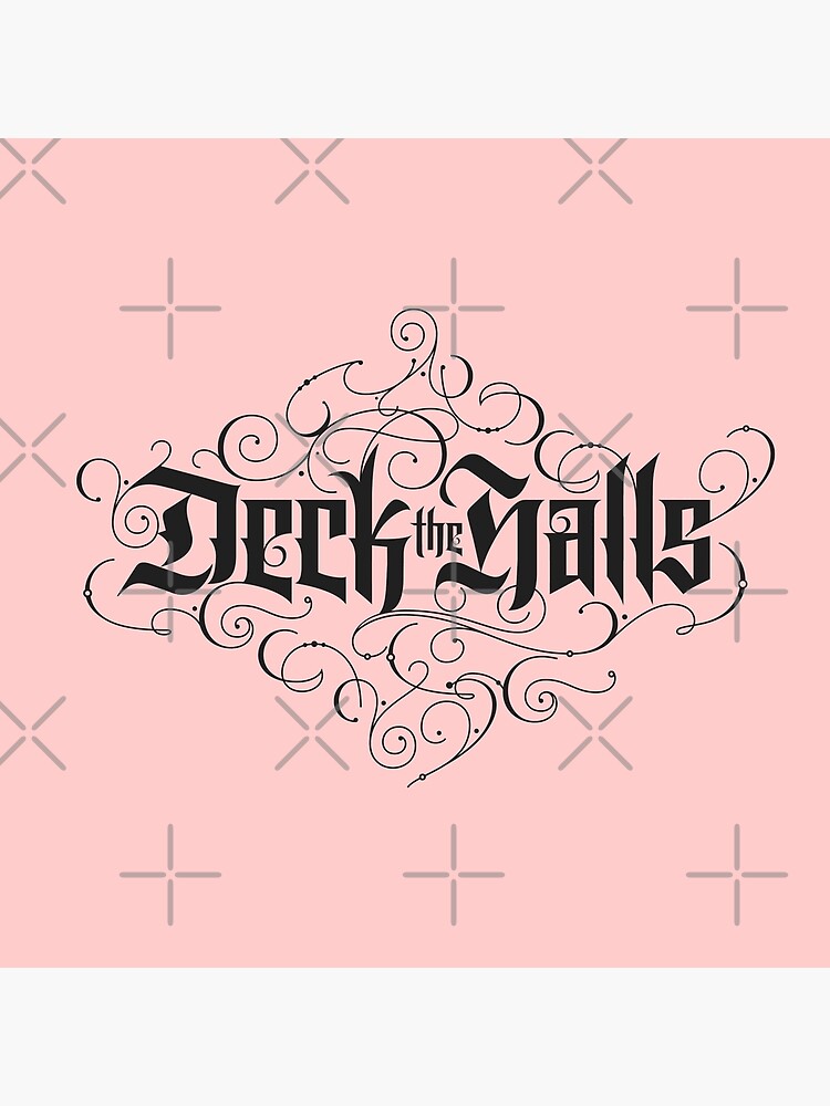 Elegant Black Christmas Carol 'Deck the Halls" Calligraphy on pastel Blush Pink by 26-Characters
