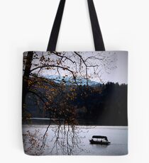 Lake Bled with boat Tote Bag