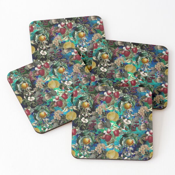 Item preview, Vintage fruit garden pattern, strawberries, vintage botanical, fruit pattern, multicoloured blue floral illustration   designed and sold by ZeinabTaha.