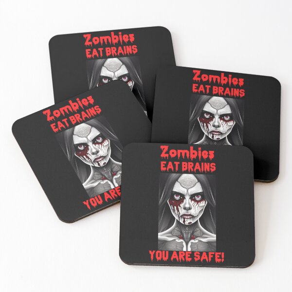 Item preview, Funny Quote - Zombies eat Brains, You are Safe - Woman Zombie designed and sold by Georgy09.