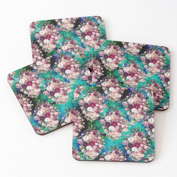 Item preview, Flowers in a diamond floral pattern, decorative pattern, modern design, flowers repeat pattern, multicoloured turquoise floral   designed and sold by ZeinabTaha.