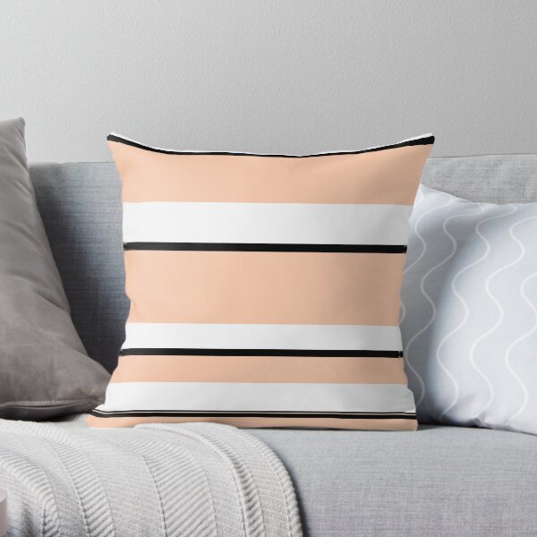 Salmon White Black stripe Throw Pillow