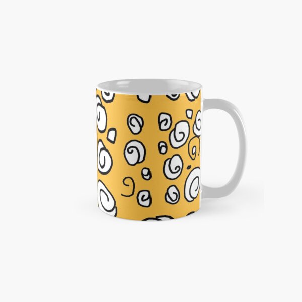 Swirl yellow gold black and white pattern Classic Mug