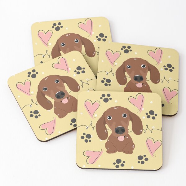 Item preview, LOVE Red Brown Dachshund Sausage Dog designed and sold by Lulupainting.