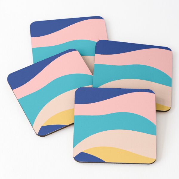 Item preview, Abstract colorful waves | navy blue pink turquoise yellow designed and sold by DesignsByMadiha.