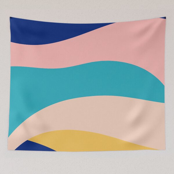 Item preview, Abstract colorful waves | navy blue pink turquoise yellow designed and sold by DesignsByMadiha.