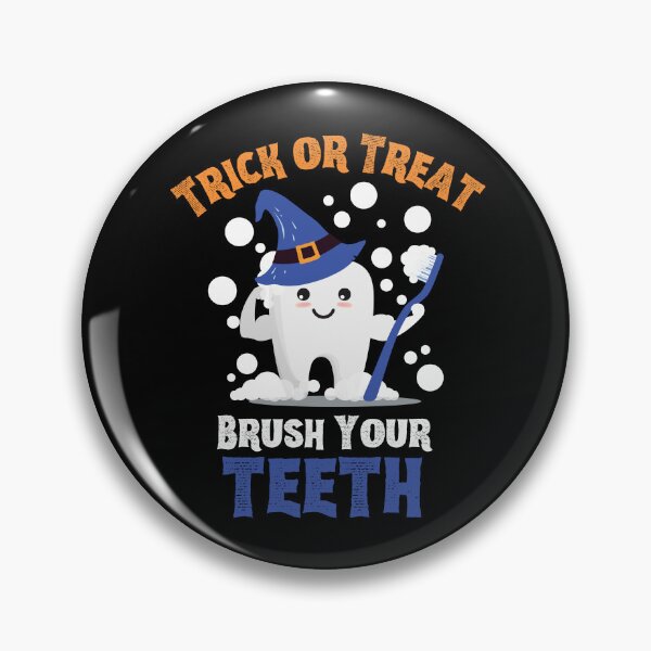 Item preview, Trick or Treat Brush Your Teeth - Tooth Wearing Witch Hat Holding Toothbrush designed and sold by LoveSeasonz.
