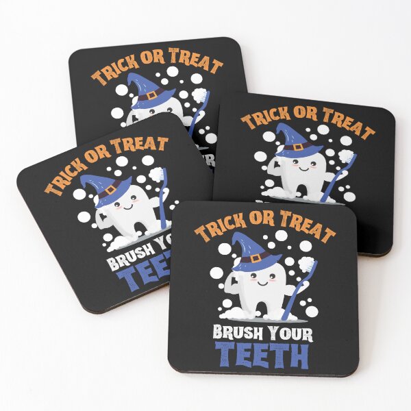 Item preview, Trick or Treat Brush Your Teeth - Tooth Wearing Witch Hat Holding Toothbrush designed and sold by LoveSeasonz.