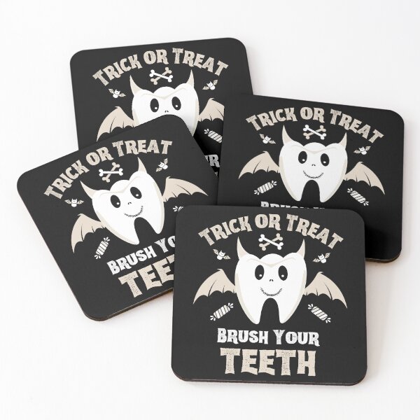 Item preview, Trick or Treat Brush Your Teeth - Tooth with Devil Horns and Bat Wings designed and sold by LoveSeasonz.