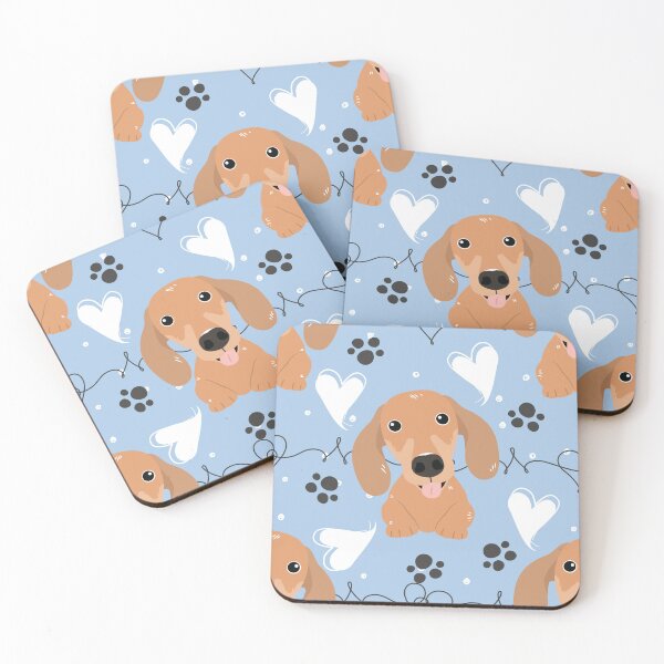 Item preview, LOVE Red Dachshund Sausage Dog - Baby Blue designed and sold by Lulupainting.