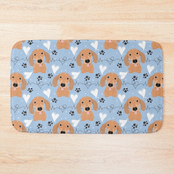 Item preview, LOVE Red Dachshund Sausage Dog - Baby Blue designed and sold by Lulupainting.