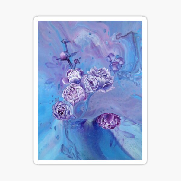 Sarah's Blue Peonies Sticker