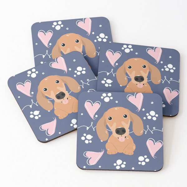 Item preview, LOVE Red Dachshund Sausage Dog - Navy  designed and sold by Lulupainting.