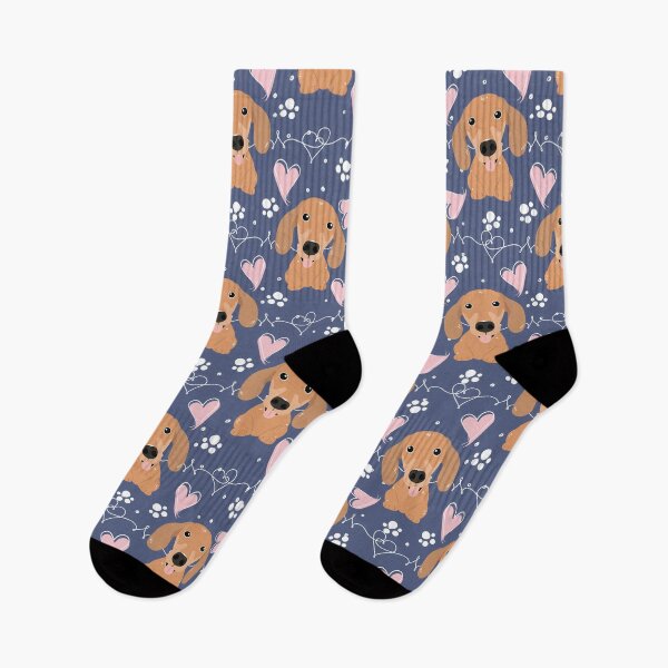 Item preview, LOVE Red Dachshund Sausage Dog - Navy  designed and sold by Lulupainting.