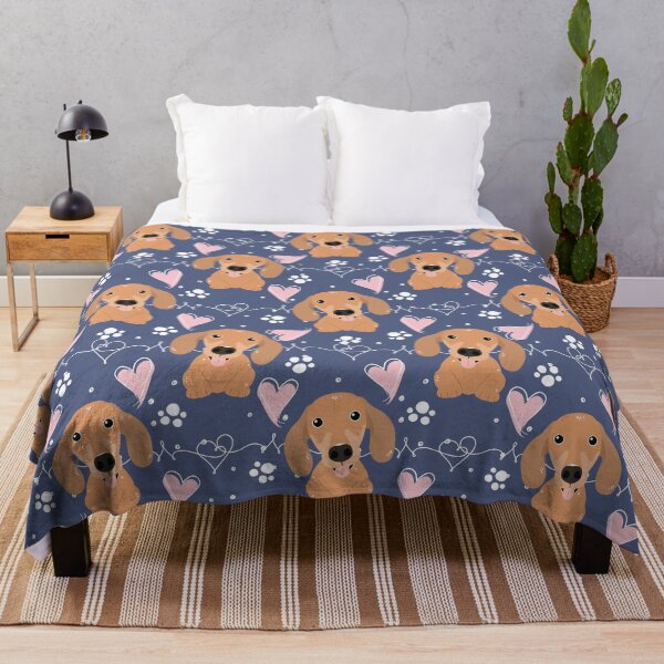 Item preview, LOVE Red Dachshund Sausage Dog - Navy designed and sold by Lulupainting.