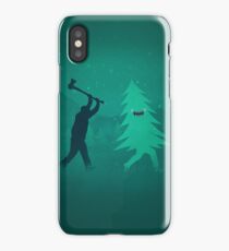 Funny Christmas Tree Hunted by lumberjack (Funny Humor) iPhone Case/Skin