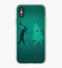 Funny Christmas Tree Hunted by lumberjack (Funny Humor) iPhone Case