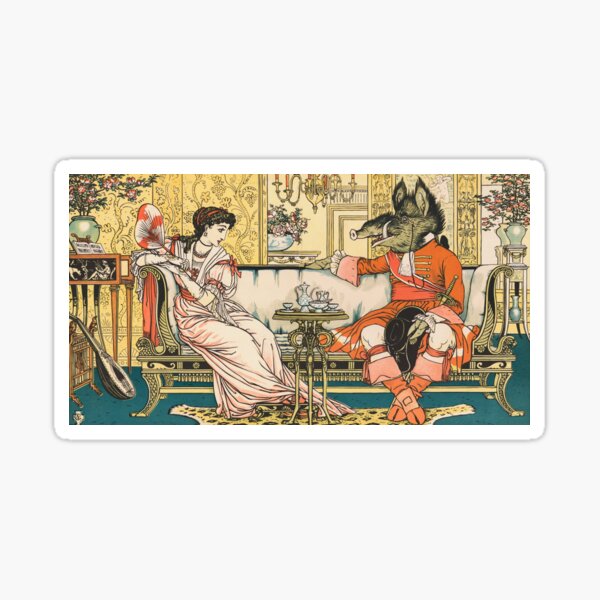 Beauty and the Beast Vintage Illustration #7 Sticker