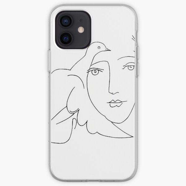 Croquis de visage colombe Picasso Coque souple iPhone