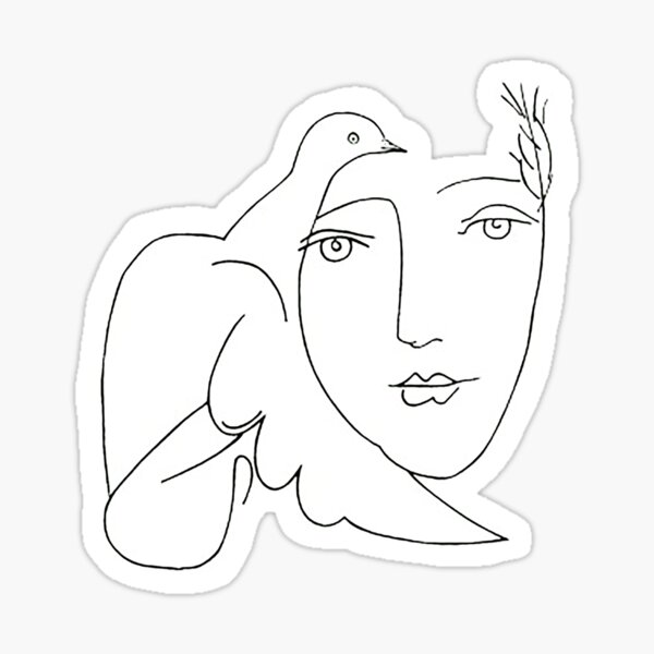 Croquis de visage colombe Picasso Sticker