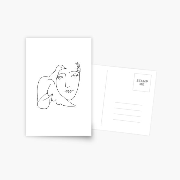 Croquis de visage colombe Picasso Carte postale