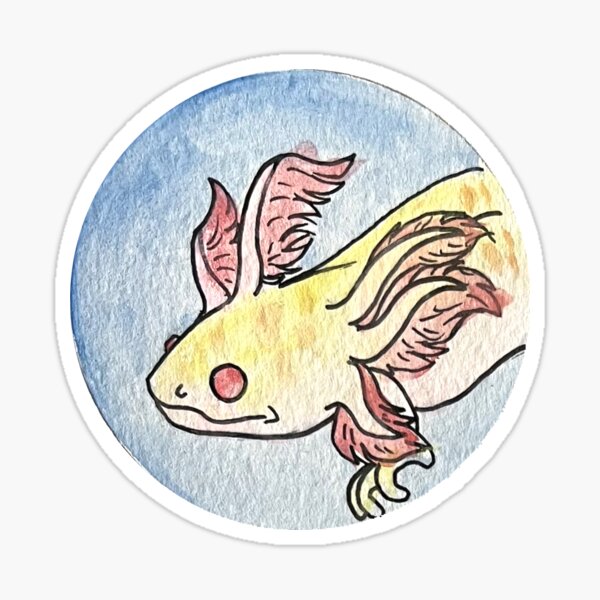 Watercolor Albino Axolotl Sticker