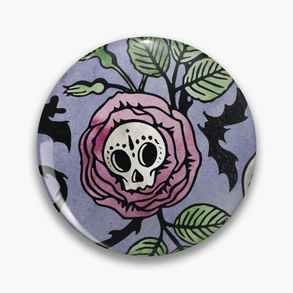 Item preview, Sugar skulls and roses, gothic floral watercolor pattern in pastel tones designed and sold by RedFinchDesigns.