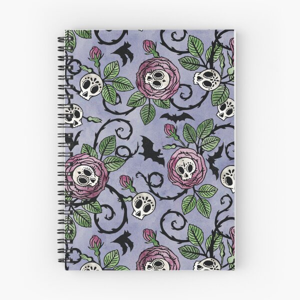 Item preview, Sugar skulls and roses, gothic floral watercolor pattern in pastel tones designed and sold by RedFinchDesigns.