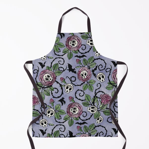 Item preview, Sugar skulls and roses, gothic floral watercolor pattern in pastel tones designed and sold by RedFinchDesigns.