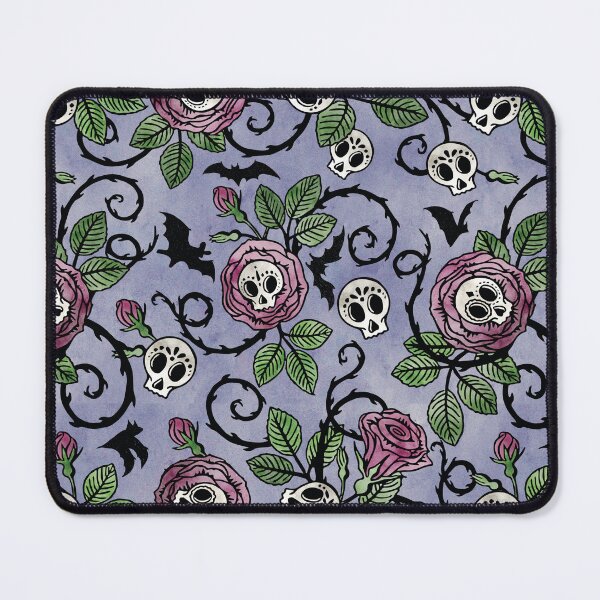 Item preview, Sugar skulls and roses, gothic floral watercolor pattern in pastel tones designed and sold by RedFinchDesigns.