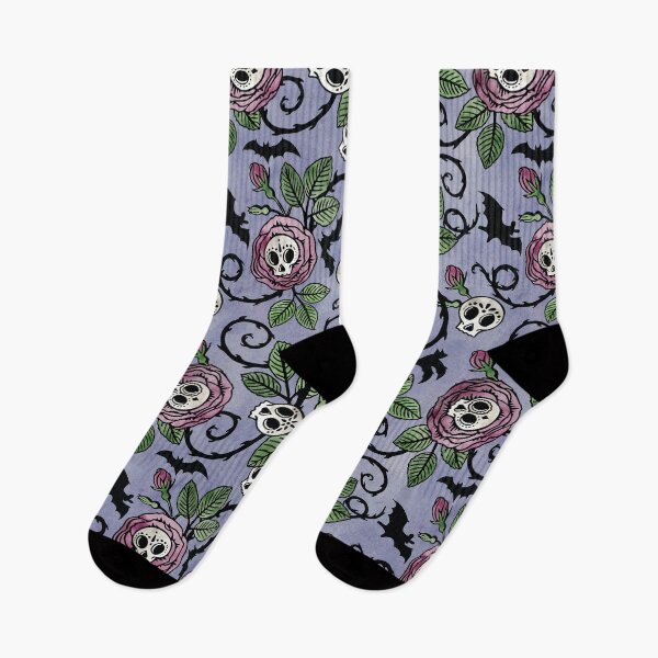 Item preview, Sugar skulls and roses, gothic floral watercolor pattern in pastel tones designed and sold by RedFinchDesigns.