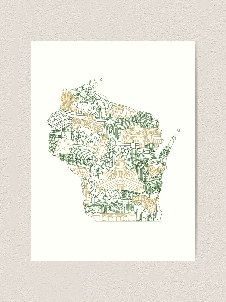 Green Bay Packers Wall Decor Wisconson State Road Map 