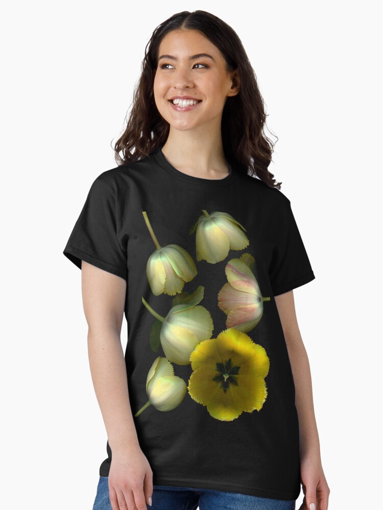 Thumbnail 2 of 7, Classic T-Shirt, Tulip Fantasy Dark Floral designed and sold by LindasPhotoArt.
