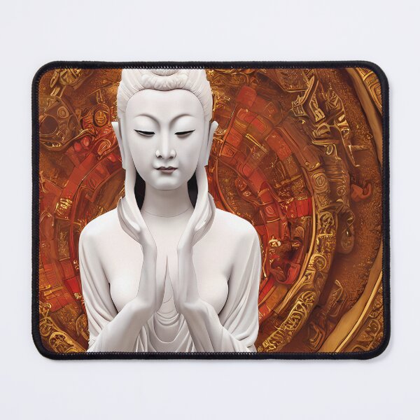 Item preview, Bronze Stone Marble Statue of Empress Buddha Guan Yin Goddess (Buddhism Tibetan Style, Color Square Tiles) designed and sold by Digital-Davinci.