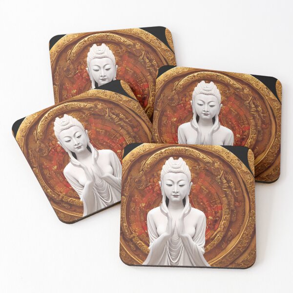 Item preview, Bronze Stone Marble Statue of Empress Buddha Guan Yin Goddess (Buddhism Tibetan Style, Color Square Tiles) designed and sold by Digital-Davinci.