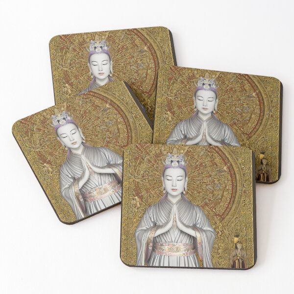 Item preview, Bronze Stone Marble Statue of Empress Buddha Guan Yin Goddess (Buddhism Tibetan Style, Color Square Tiles) designed and sold by Digital-Davinci.