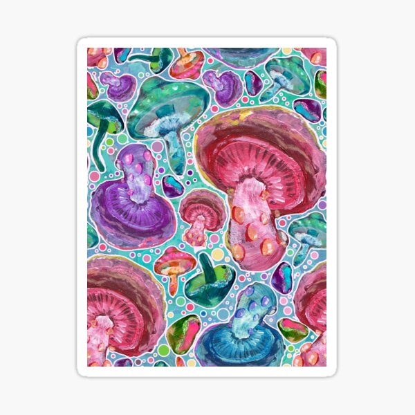 MAGIC MUSHROOM seamless pattern fantasy acrylic hand-painted art psychedelic Sticker