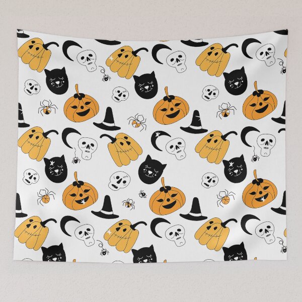 Item preview, Halloween Pumpkin and Skull Seamless Pattern designed and sold by Vicky021.