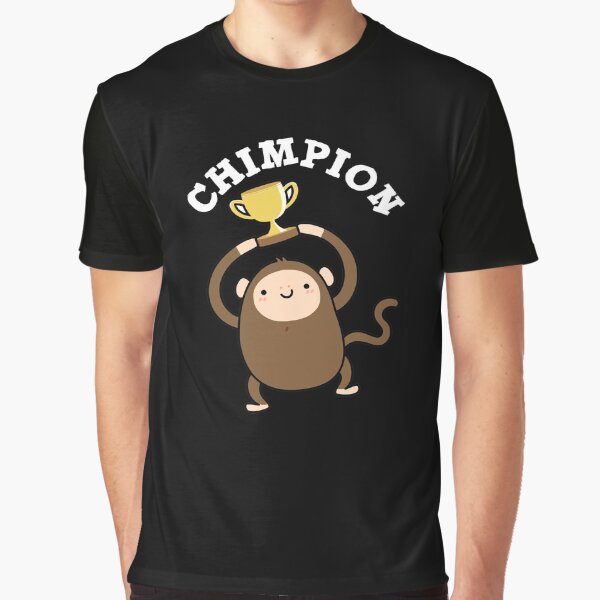 Item preview, Chimpion Champion Funny Chimpanzee Puns (Dark BG) designed and sold by punnybone.