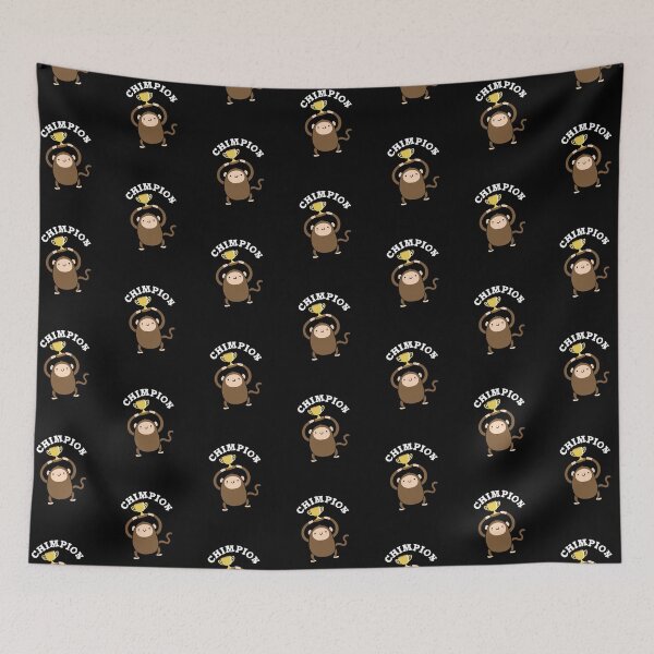 Item preview, Chimpion Champion Funny Chimpanzee Puns (Dark BG) designed and sold by punnybone.