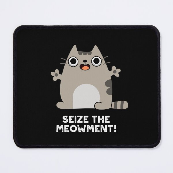 Item preview, Seize The Meow-ment Positive Cat Puns (Dark BG) designed and sold by punnybone.