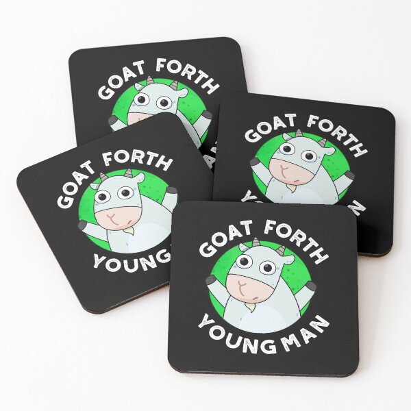 Item preview, Goat Forth Young Man Funny Animal Puns (Dark BG) designed and sold by punnybone.
