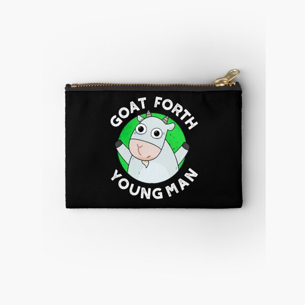 Item preview, Goat Forth Young Man Funny Animal Puns (Dark BG) designed and sold by punnybone.