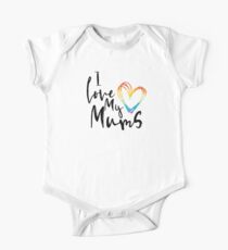 I Love My Mums - Rainbow Sketch Heart One Piece - Short Sleeve