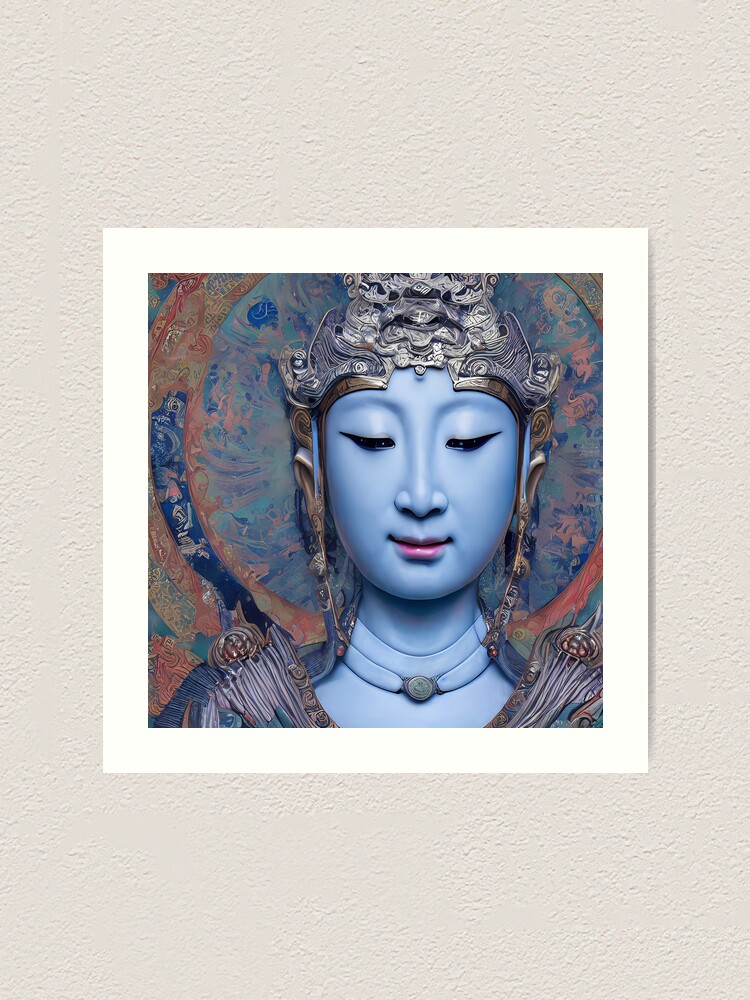 "Wall Stone Mural Thangka Empress, Buddha Guan Yin Goddess Portrait Sun