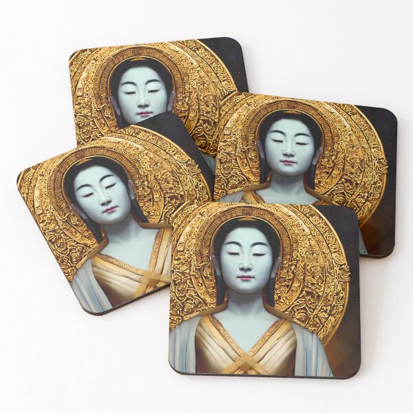 Item preview, Bronze Stone Marble Statue of Empress Buddha Guan Yin Goddess (Buddhism Tibetan Style, Color Square Tiles) designed and sold by Digital-Davinci.